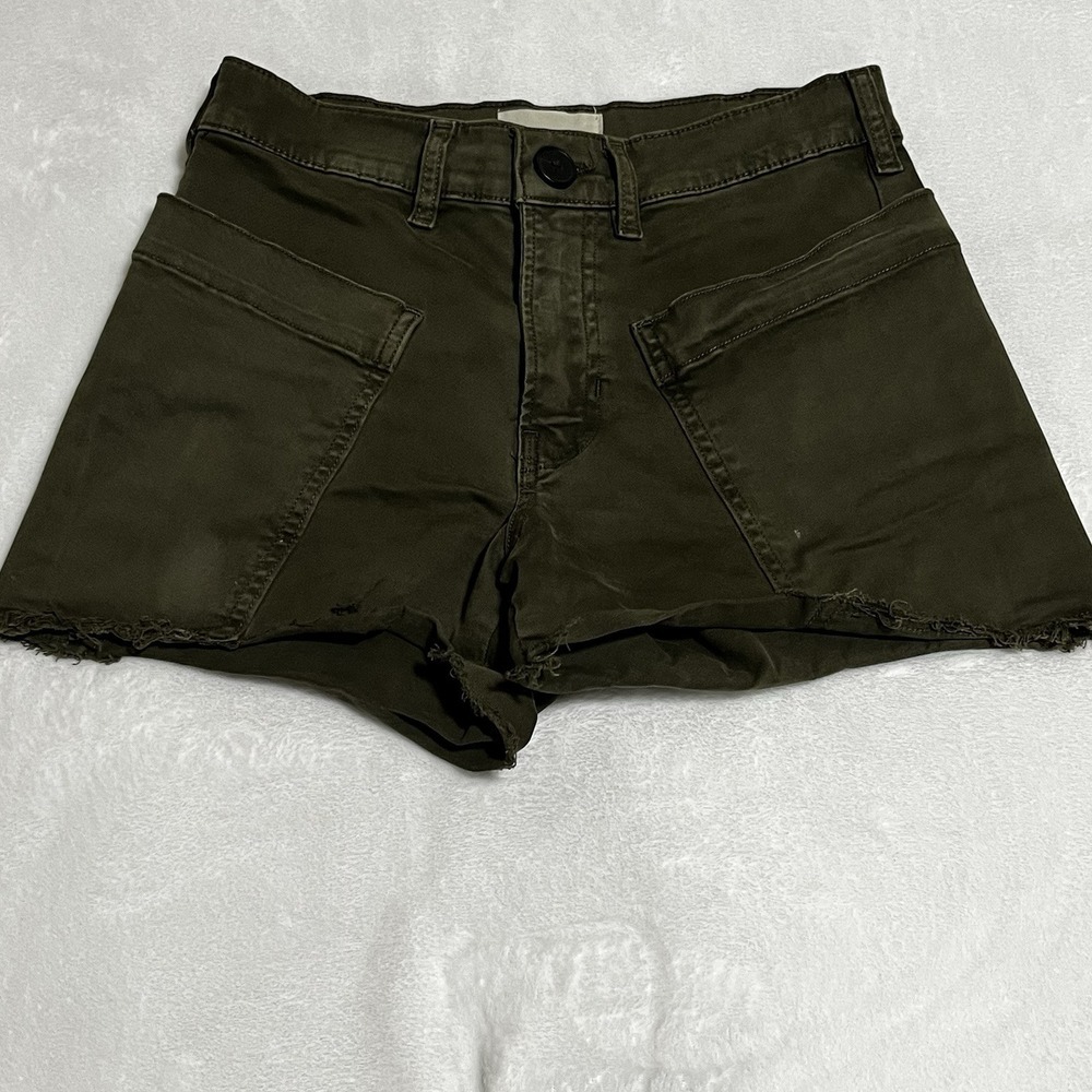 FRAME WASHED FATIGUE HIGH WAIST PATH‎ POCKETS UTILITY SHORTS SIZE 24 Green